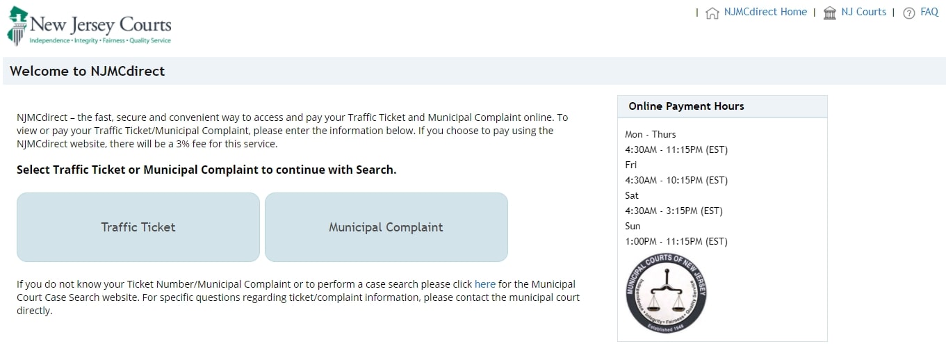 Www.NJMCDirect.Com Traffic Ticket Payment Online